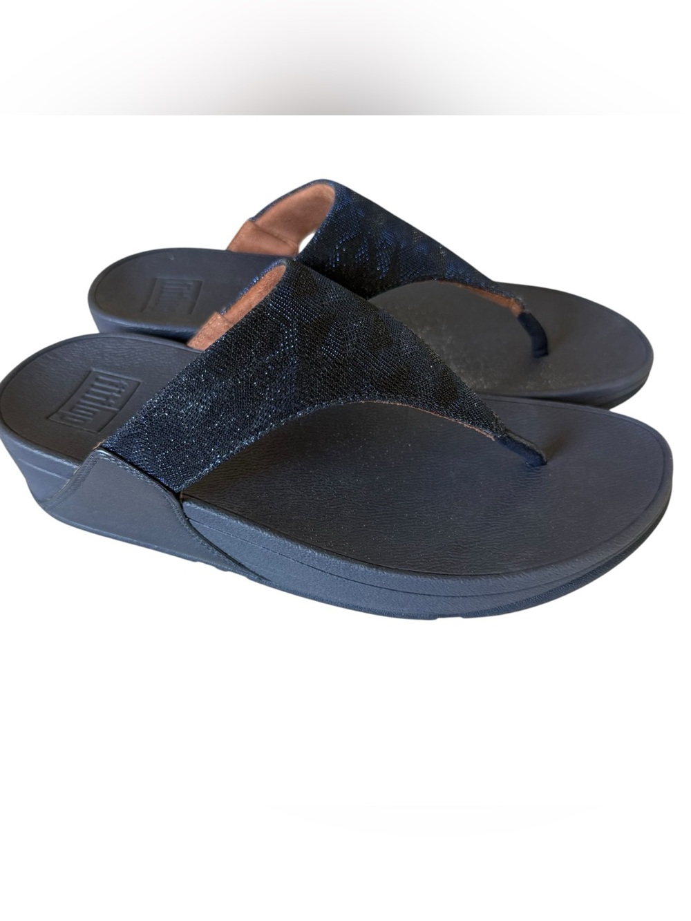 Womens Fitflop Lulu Glitz Flip Flop Toe-Post Sandals Size 7 NEW! Midnight Navy